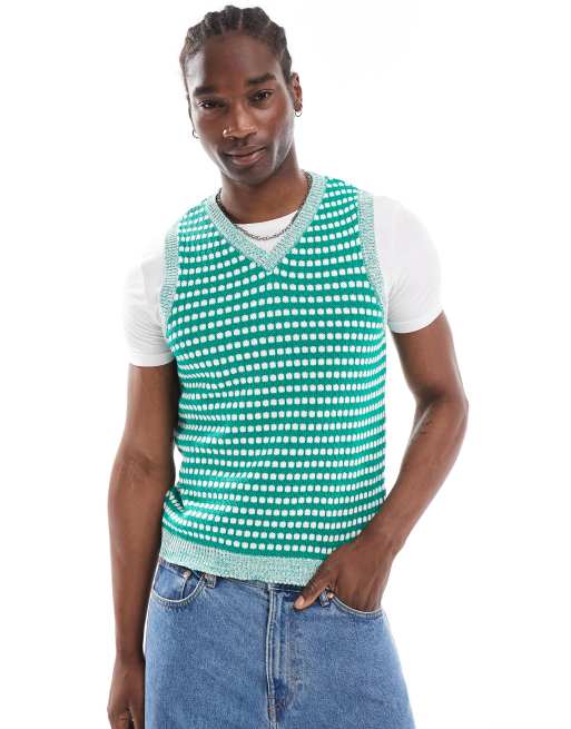 ASOS DESIGN - Gebreide tanktop met contrasterende getextureerde stiksels in groen