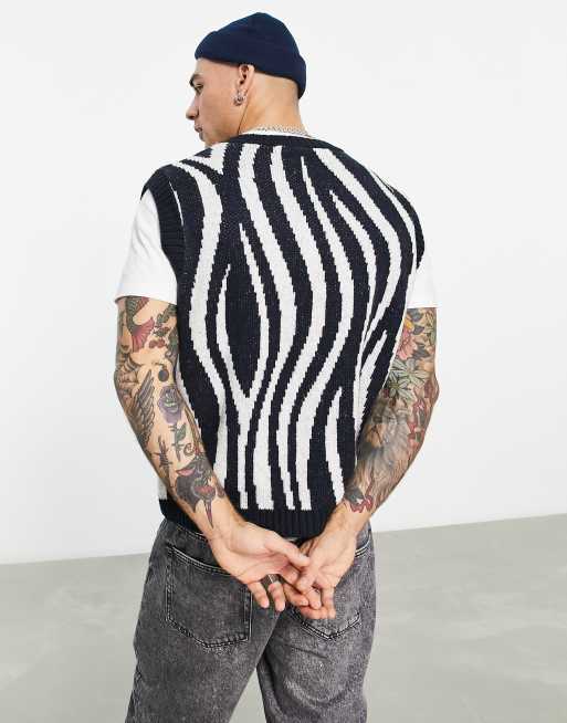 ASOS DESIGN - Gebreide tanktop met dierenprint in marineblauw, 2 van 4