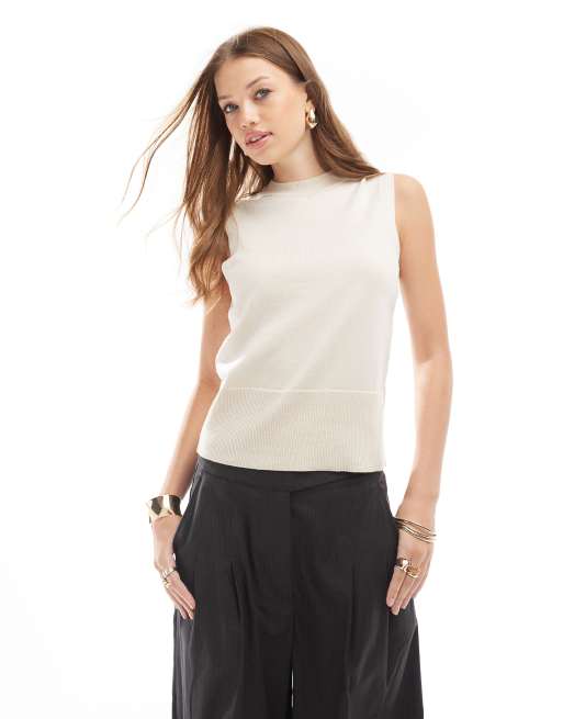 ASOS DESIGN - Gebreide tanktop met nette pasvorm in crème