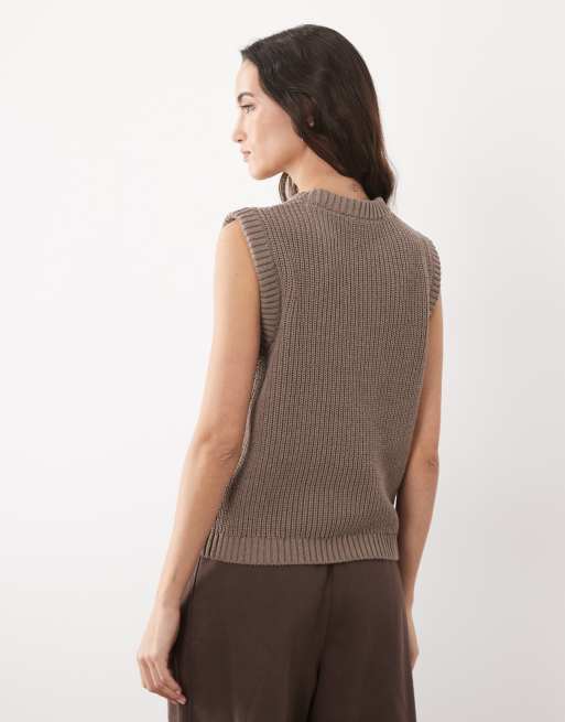 ASOS DESIGN - Gebreide tanktop met ronde hals in mokka, 2 van 4