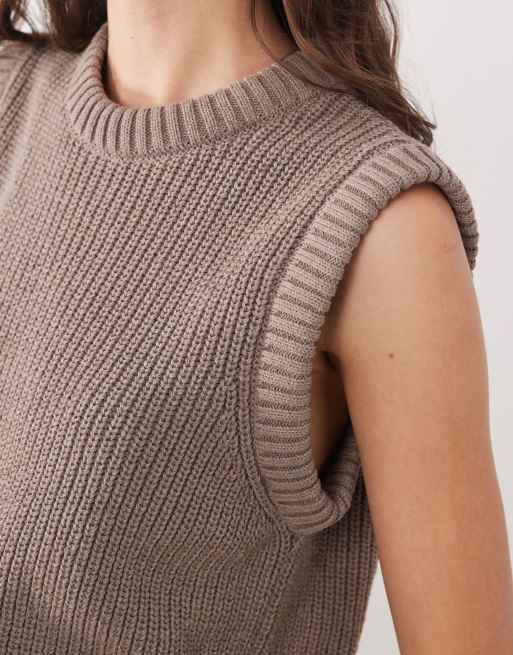 ASOS DESIGN - Gebreide tanktop met ronde hals in mokka, 3 van 4