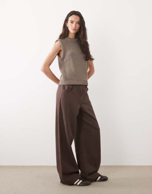 ASOS DESIGN - Gebreide tanktop met ronde hals in mokka, 4 van 4