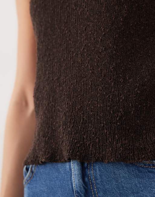 ASOS DESIGN - Gebreide tanktop van slubstof met racerback in chocoladebruin, 3 van 4