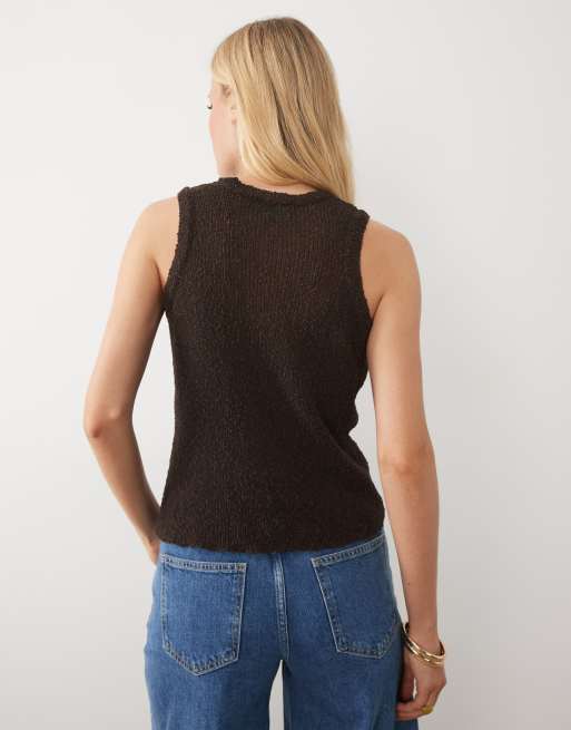 ASOS DESIGN - Gebreide tanktop van slubstof met racerback in chocoladebruin, 4 van 4