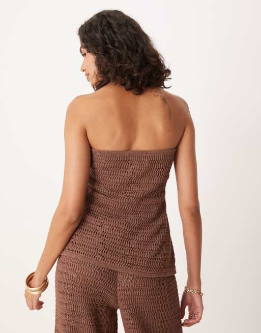 ASOS DESIGN - Gebreide top met turkooise kralen in bruin, deel van co-ord set, 4 van 4