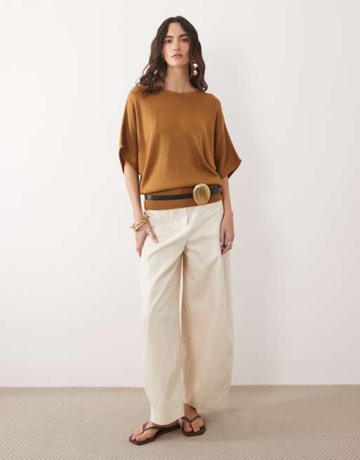 ASOS DESIGN - Gebreide top met vleermuismouwen in bruin, 2 van 4