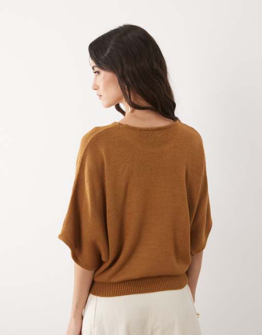 ASOS DESIGN - Gebreide top met vleermuismouwen in bruin, 4 van 4