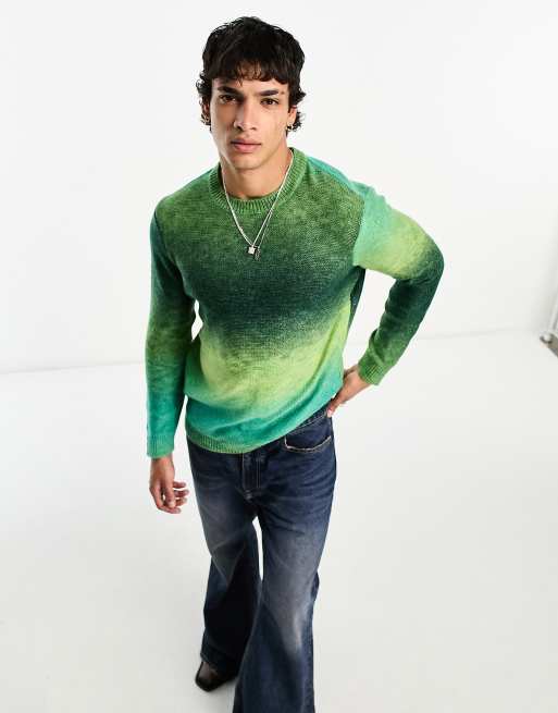ASOS DESIGN - Gebreide trui met ombre strepen in groen