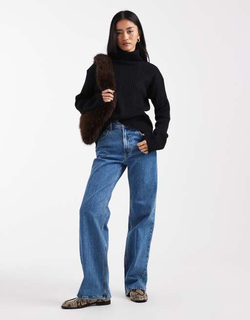 ASOS DESIGN - Gebreide trui met opstaande boord in zwart, 3 van 4