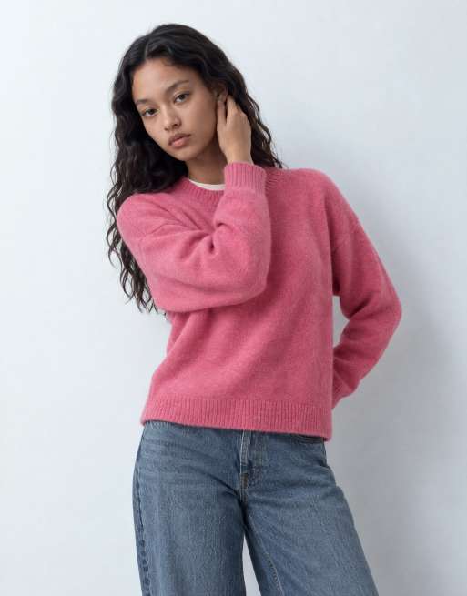 ASOS DESIGN gebreide trui met ronde hals van wol in roze, 8 van 10