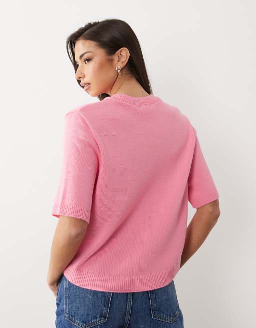 ASOS DESIGN - Gebreide trui met ronde zoom in roze, 2 van 4