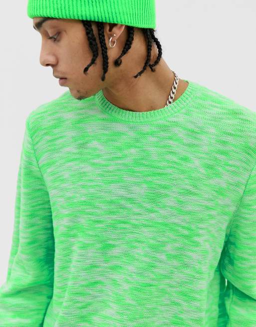 hoe Verscherpen Luidspreker ASOS DESIGN - Gebreide trui met textuur en space-dye in neon groen | ASOS