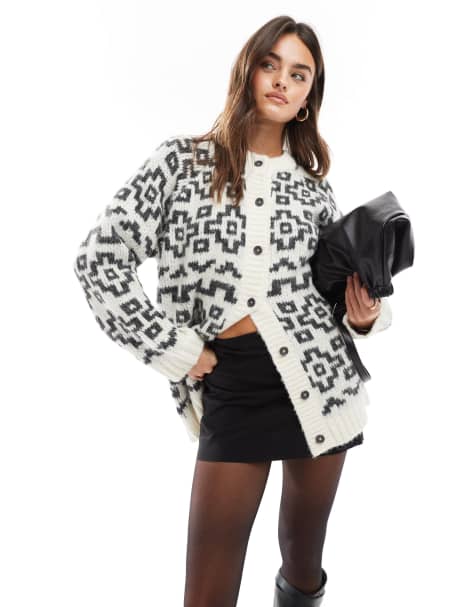 ASOS DESIGN - Gebreide vestjas met Fair Isle-motief in zwart - view 1