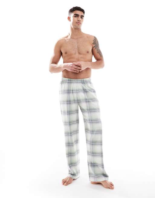 ASOS DESIGN – Gebürstete Lounge-Hose in grün kariert