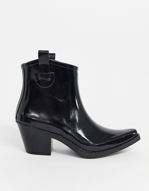 ASOS DESIGN Gecko western rain boots in black