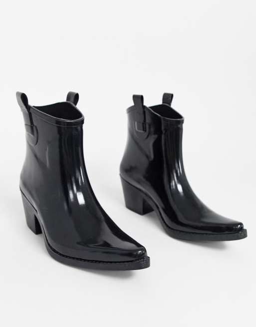 ASOS DESIGN Gecko western rain boots in black ASOS