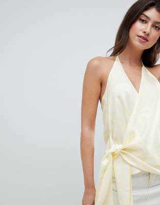 ASOS DESIGN - Caraco drapé à rayures pastel - Multi