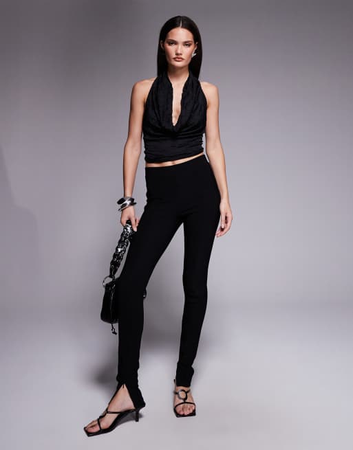 ASOS DESIGN - Gedrapeerde haltertop van kreukelstof in zwart, 4 van 4