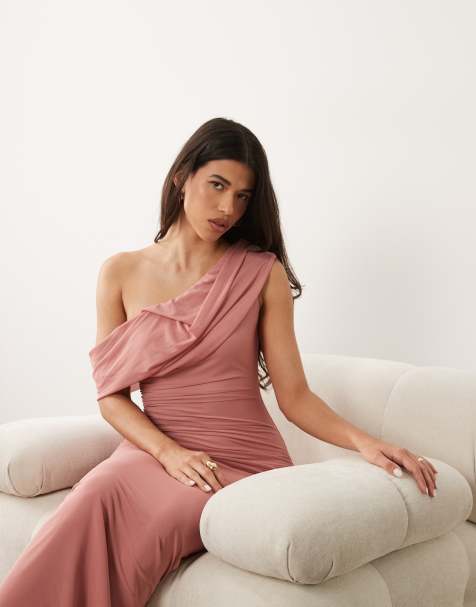 ASOS DESIGN - Gedrapeerde maxi jurk van mesh met blote schouders en gerimpeld detail - view 1