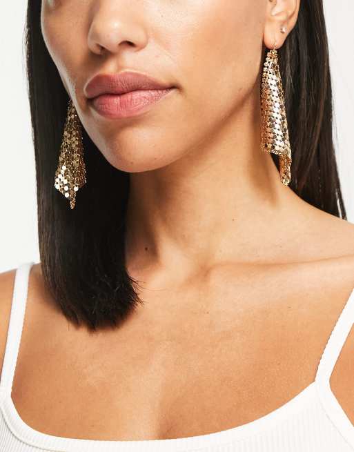 ASOS DESIGN - Gedrapeerde oorhangers in goudkleur, 3 van 4