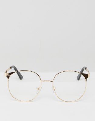 geeky metal frame clear glasses