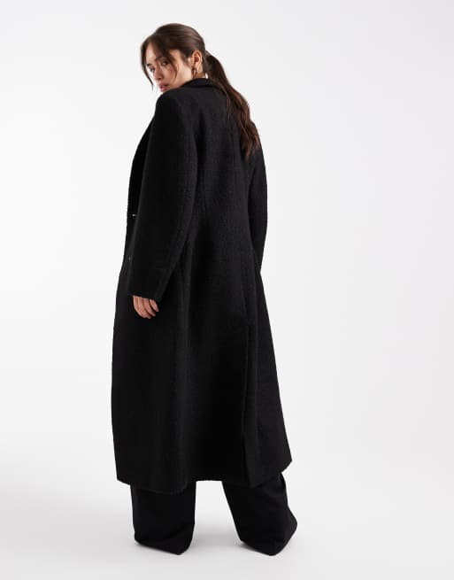 ASOS DESIGN – Geformter, formeller Mantel aus Bouclé in Schwarz mit hohem Kragen, 2 von 4