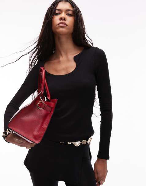 ASOS DESIGN – Geformtes, geripptes Longsleeve in Schwarz mit Cut-away - view 1