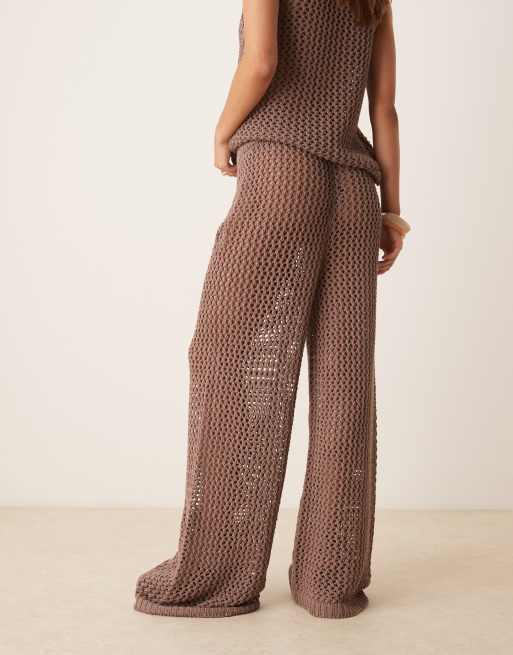 ASOS DESIGN - Gehaakt/gebreide broek in mokka, deel van co-ord set, 4 van 5