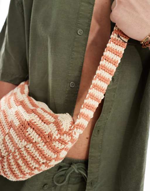 ASOS DESIGN - Gehaakte crossbody tas in oranje en ecru, 2 van 4