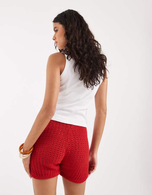 ASOS DESIGN - Gehaakte gebreide micro short in rood, deel van co-ord set, 5 van 5