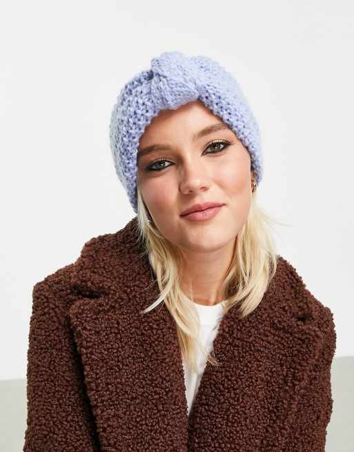 ASOS DESIGN - Gehaakte hoofdband met geknoopte voorkant in blauw