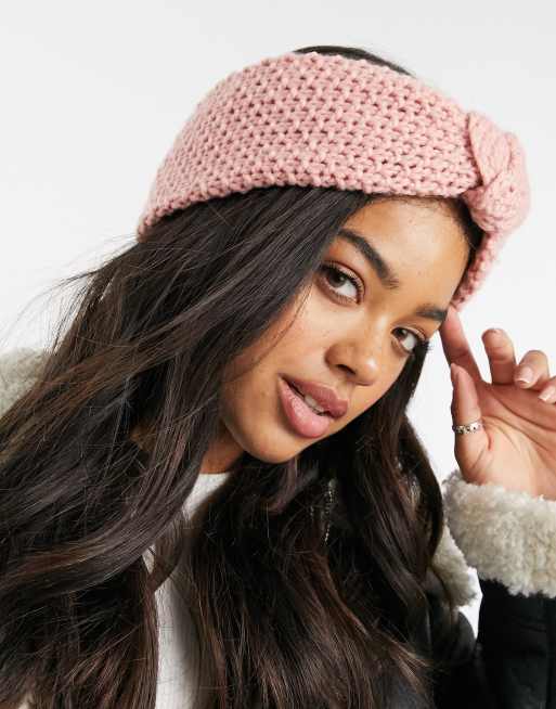 ASOS DESIGN - Gehaakte hoofdband met geknoopte voorkant in roze