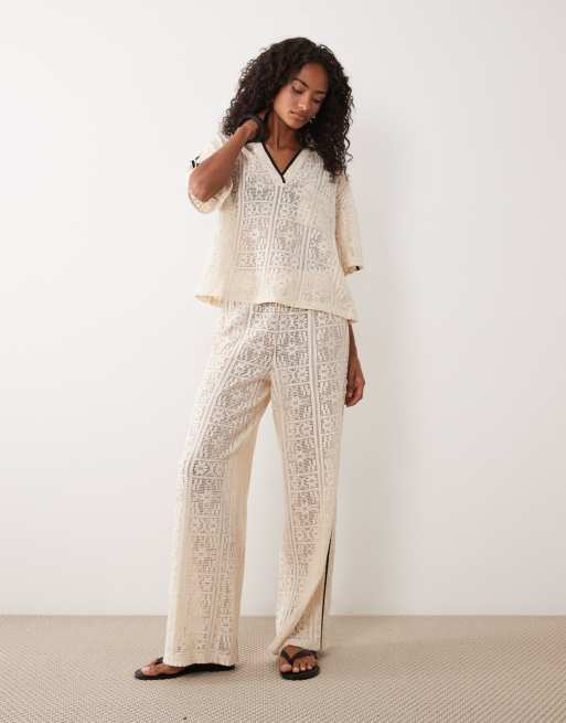 ASOS DESIGN - Co-ord set met gehaakte oversized polo van jersey, 3 van 3