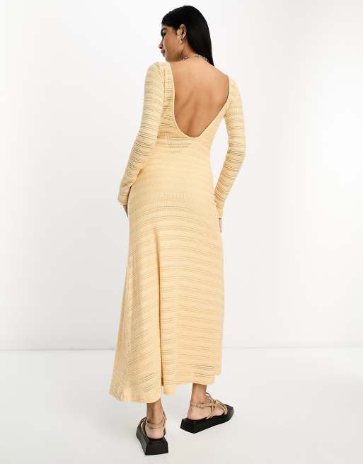 ASOS DESIGN - Gehaakte maxi jurk met lange mouwen in karnemelk, 2 van 4