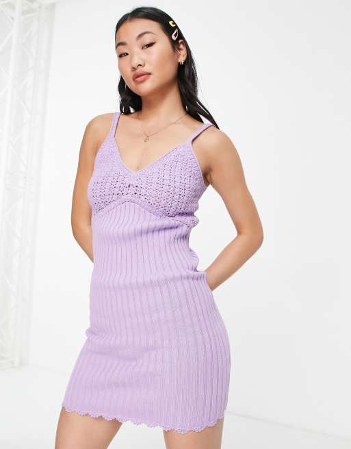 ASOS DESIGN - Gehaakte mini jurk met detail aan de buste