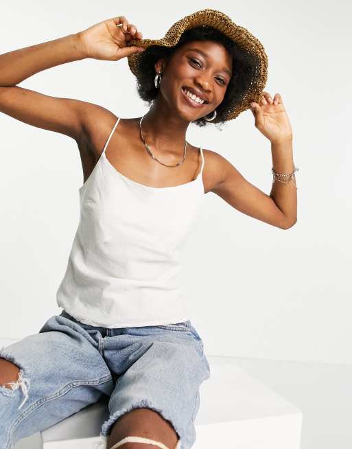 ASOS DESIGN - Gehaakte strohoed met ruches langs de rand en verstelbandje in bruin, 4 van 4