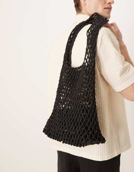 ASOS DESIGN - Gehaakte tote tas in zwart