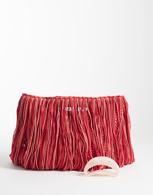 ASOS DESIGN – Gehäkelte Henkel-Clutch in Rosa und Rot mit Quasten, 2 von 5
