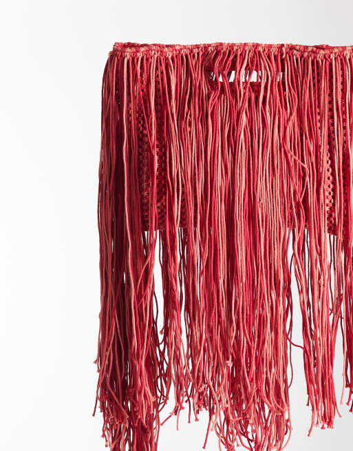 ASOS DESIGN – Gehäkelte Henkel-Clutch in Rosa und Rot mit Quasten, 4 von 5