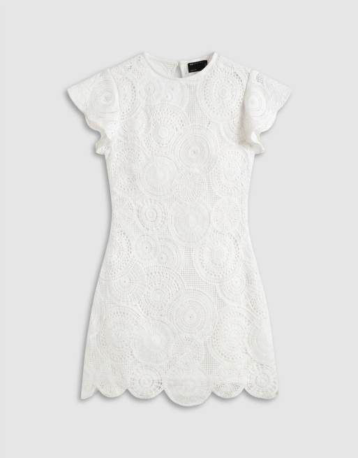 ASOS DESIGN – Gehäkeltes Minikleid in Elfenbeinweiß mit Flatterärmeln, 5 von 8