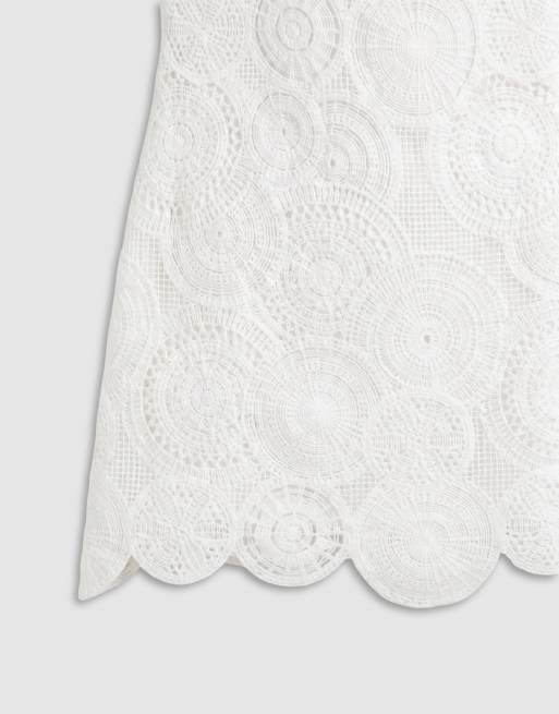 ASOS DESIGN – Gehäkeltes Minikleid in Elfenbeinweiß mit Flatterärmeln, 7 von 8