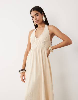Gehäkeltes Neckholder-Midikleid in Neutral Neutral 38