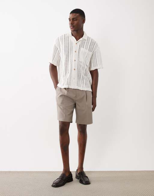 ASOS DESIGN – Gehäkeltes Oversize-Hemd in Beige mit Reverskragen, 2 von 5