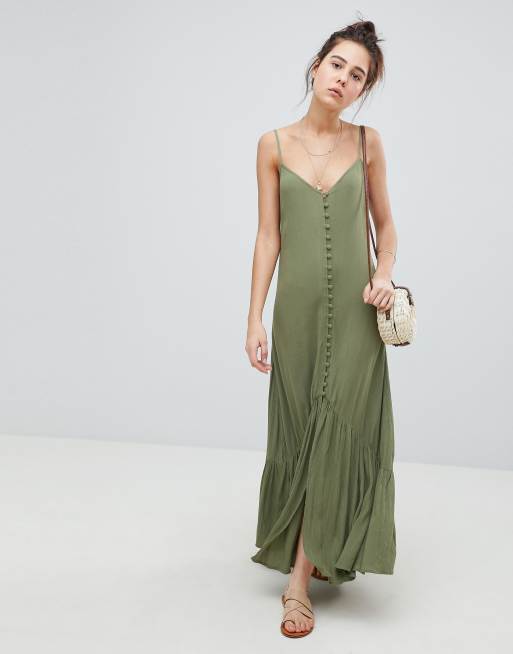 ASOS DESIGN – Geknöpftes Maxikleid mit Knitteroptik