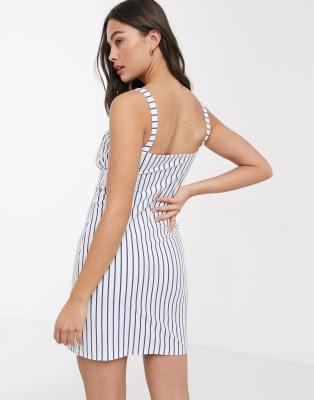 Asos Design Geknopftes Sommerkleid In Blau Und Weiss Gestreift Asos