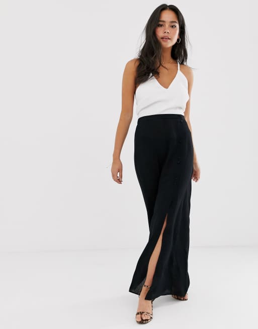 ASOS DESIGN - Gekreukelde maxi-rok met bedekte knopen