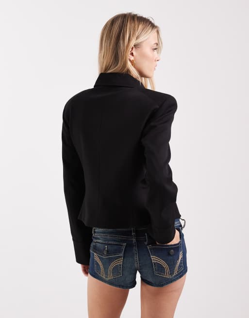 ASOS DESIGN - Gekrompen jasje in drummer-stijl in zwart, 4 van 4