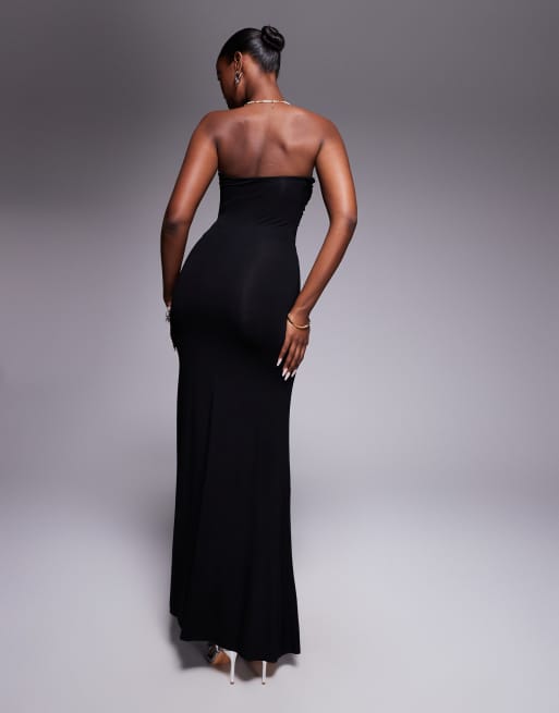 ASOS DESIGN - Gekruiste maxi bandeau-jurk in zwart, 2 van 4