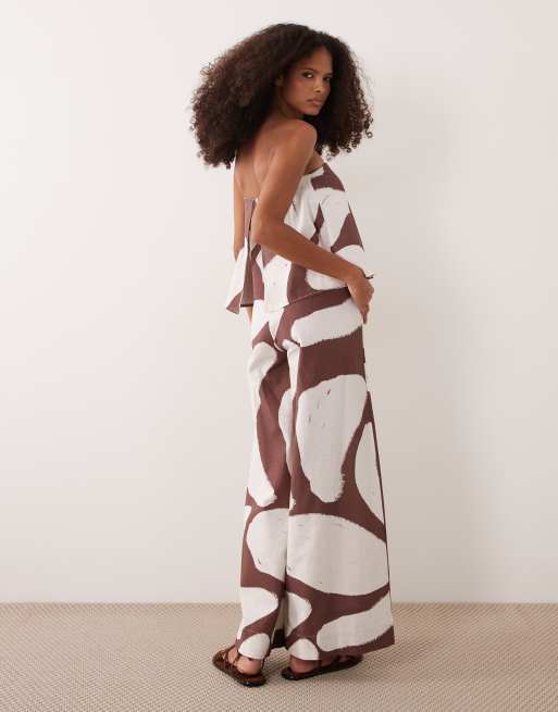 ASOS DESIGN - Gelaagde bandeau-jumpsuit met bruine print, 4 van 4