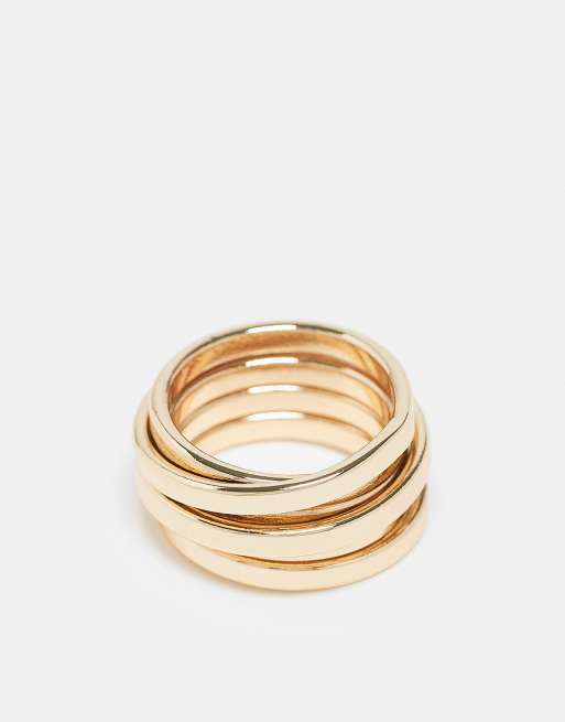ASOS DESIGN - Gelaagde brede ring in goudkleur